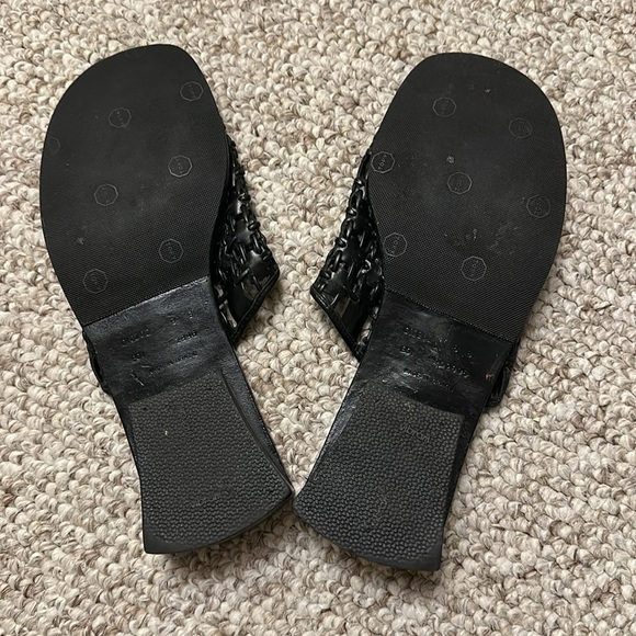 Cole Haan Shoes Woven Black Leather Slide Slip - Picture 2 of 5